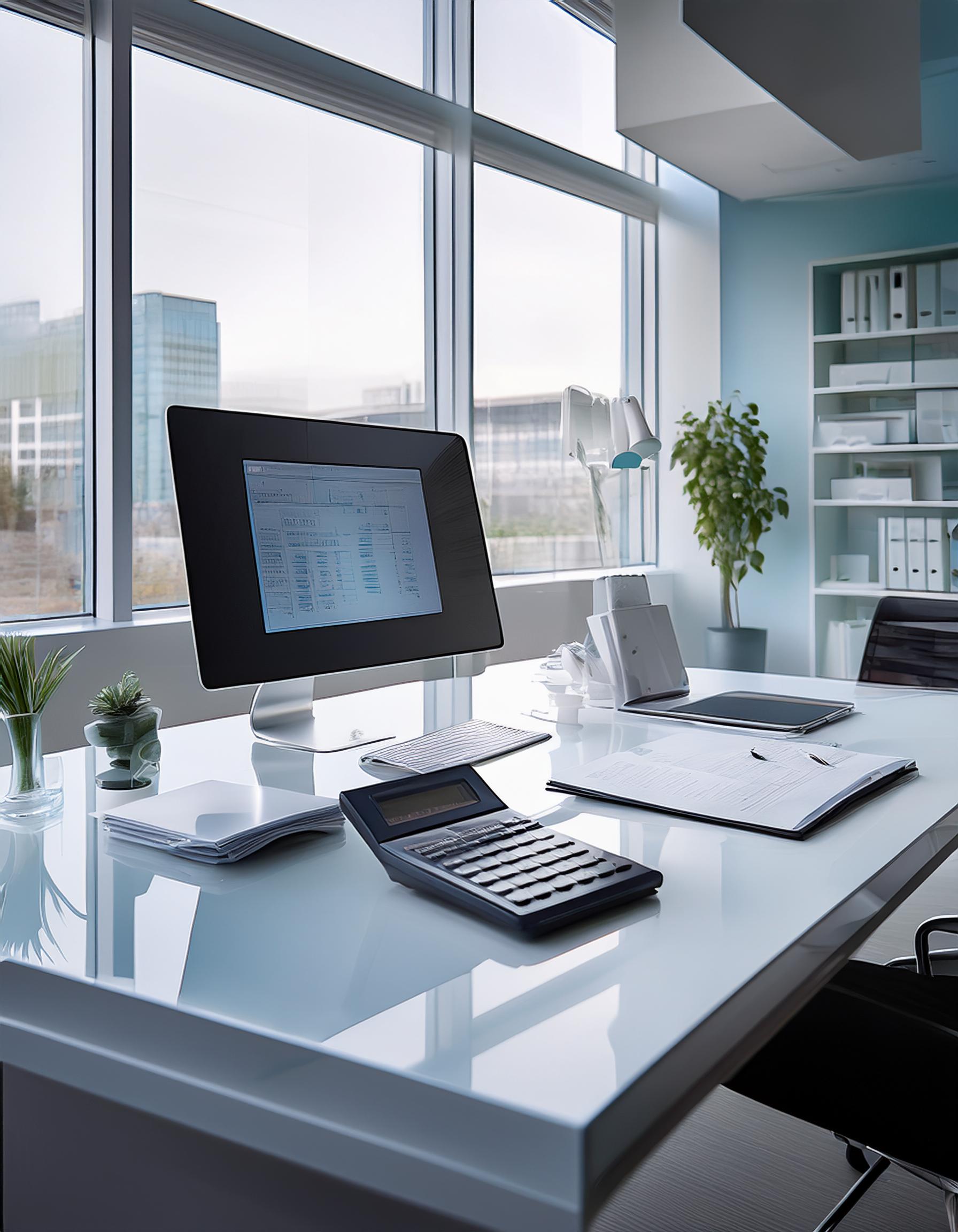 Detailaufnahme von Dokumenten und Steuerformularen auf einem eleganten Schreibtisch